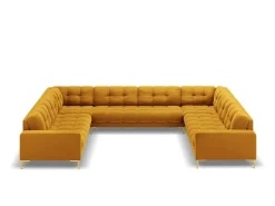 Cosmopolitan Design - Sofá panorâmico "Bali" 9 lugares em veludo amarelo - 327x256x75cm