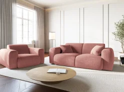 Cosmopolitan Design - Sofá "Nolio" 2 lugares em tecido chenille rosa - 170x95x72cm