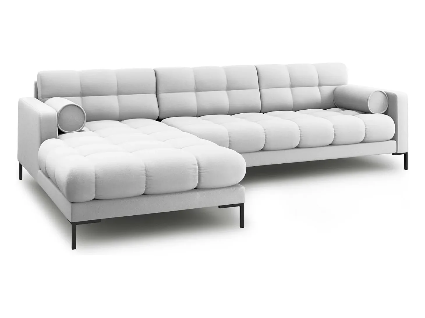 Cosmopolitan Design - Sofá de canto esquerdo "Bali" 5 lugares em tecido estrutural cinza claro - 293x185x75cm