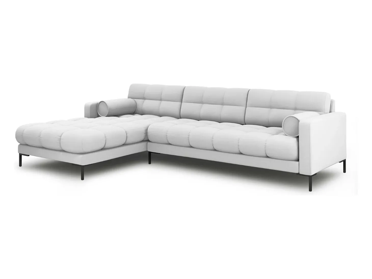 Cosmopolitan Design - Sofá de canto esquerdo "Bali" 5 lugares em tecido estrutural cinza claro - 293x185x75cm