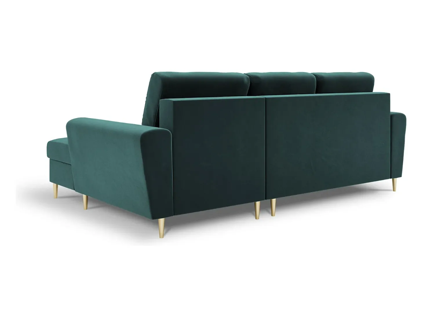 Cosmopolitan Design - Sofá convertível de canto direito com caixa de arrumação "Kyoto" 4 lugares em veludo petróleo - 241x145x88cm
