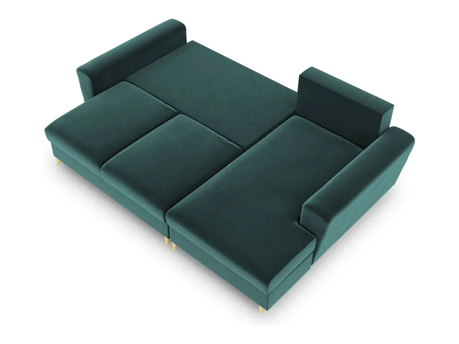 Cosmopolitan Design - Sofá convertível de canto direito com caixa de arrumação "Kyoto" 4 lugares em veludo petróleo - 241x145x88cm