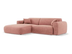 Cosmopolitan Design - Sofá de canto esquerdo "Nolio" 4 lugares em tecido chenille rosa - 235x170x72cm