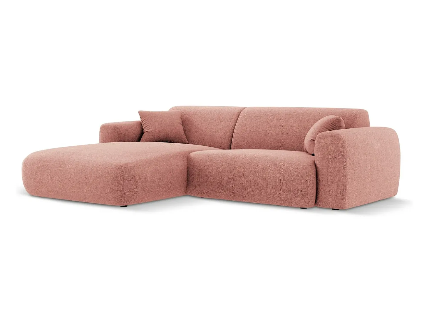 Cosmopolitan Design - Sofá de canto esquerdo "Nolio" 4 lugares em tecido chenille rosa - 235x170x72cm