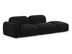 Cosmopolitan Design - Sofá modular direito "Sydney" 3 lugares em veludo preto - 295x90x70cm