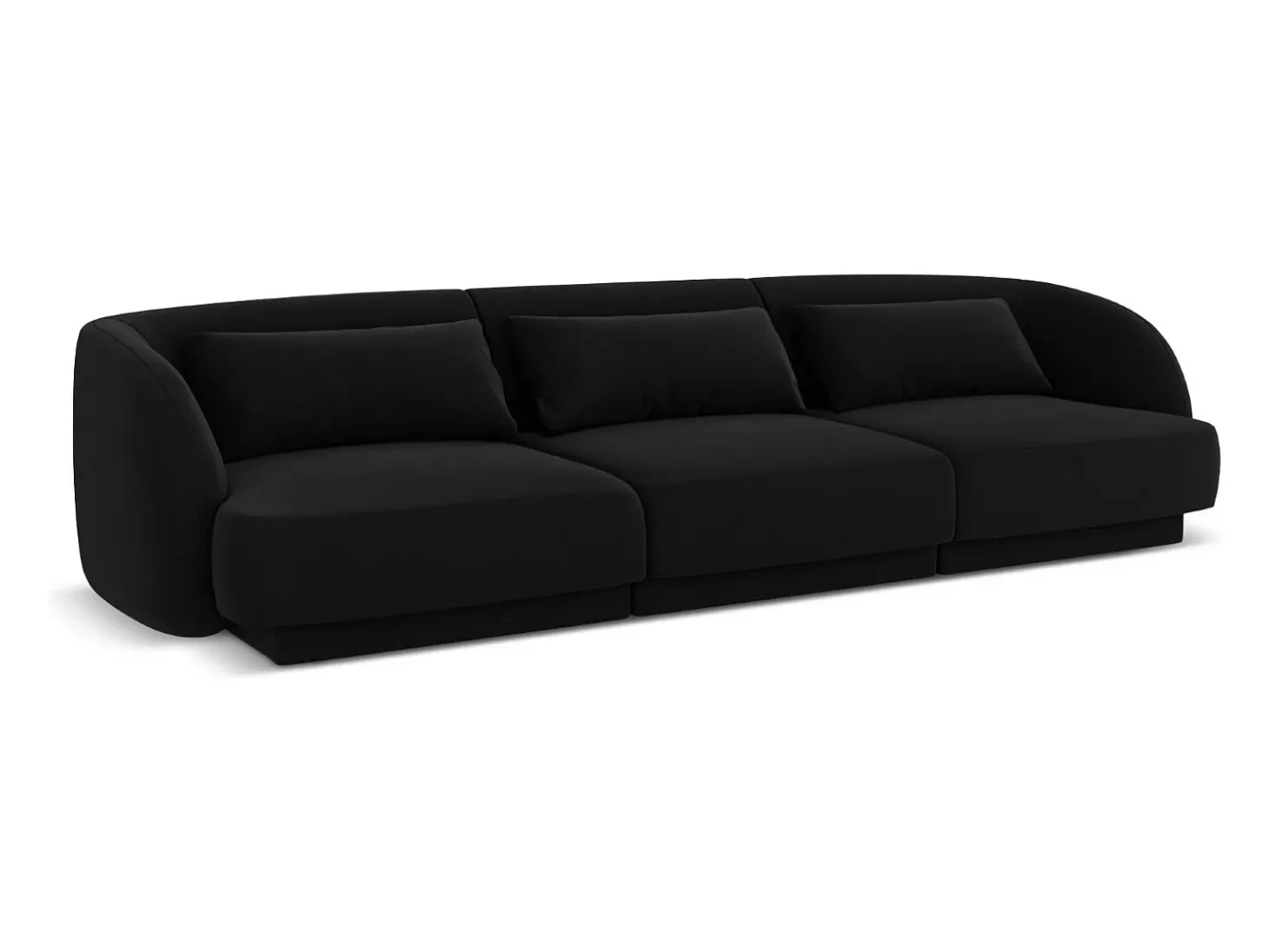 Cosmopolitan Design - Sofá "Tulum" 3 lugares em veludo preto - 255x90x70cm