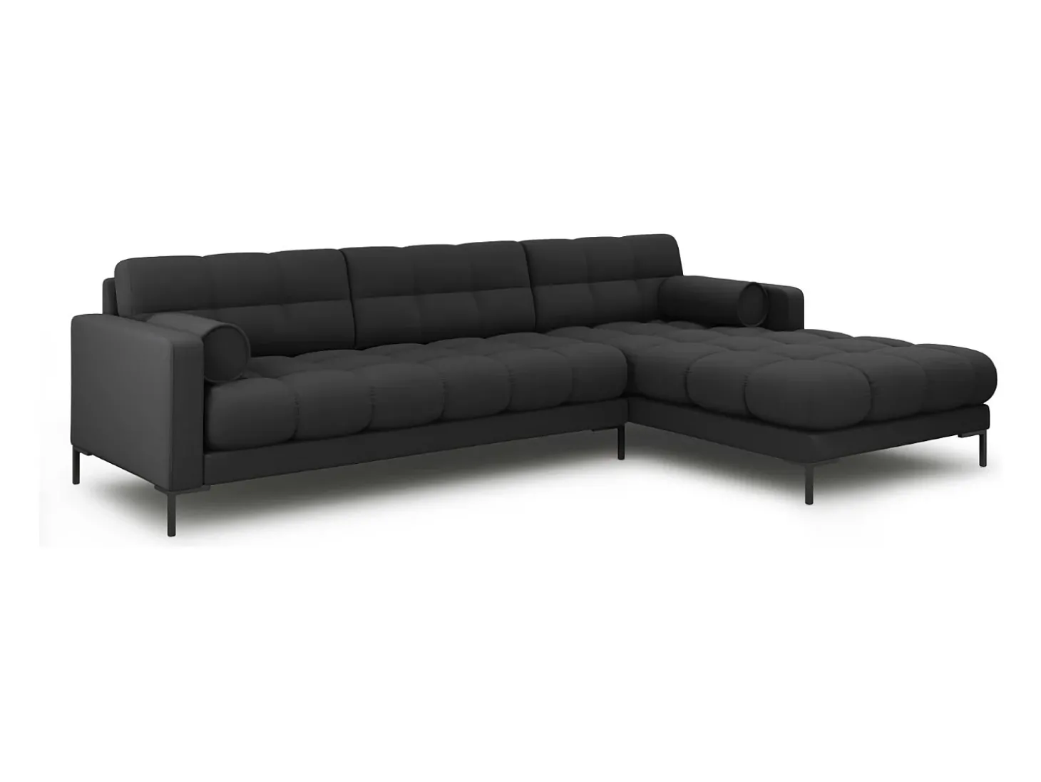 Cosmopolitan Design - Sofá de canto direito "Bali" 5 lugares em tecido estrutural cinza escuro - 293x185x75cm