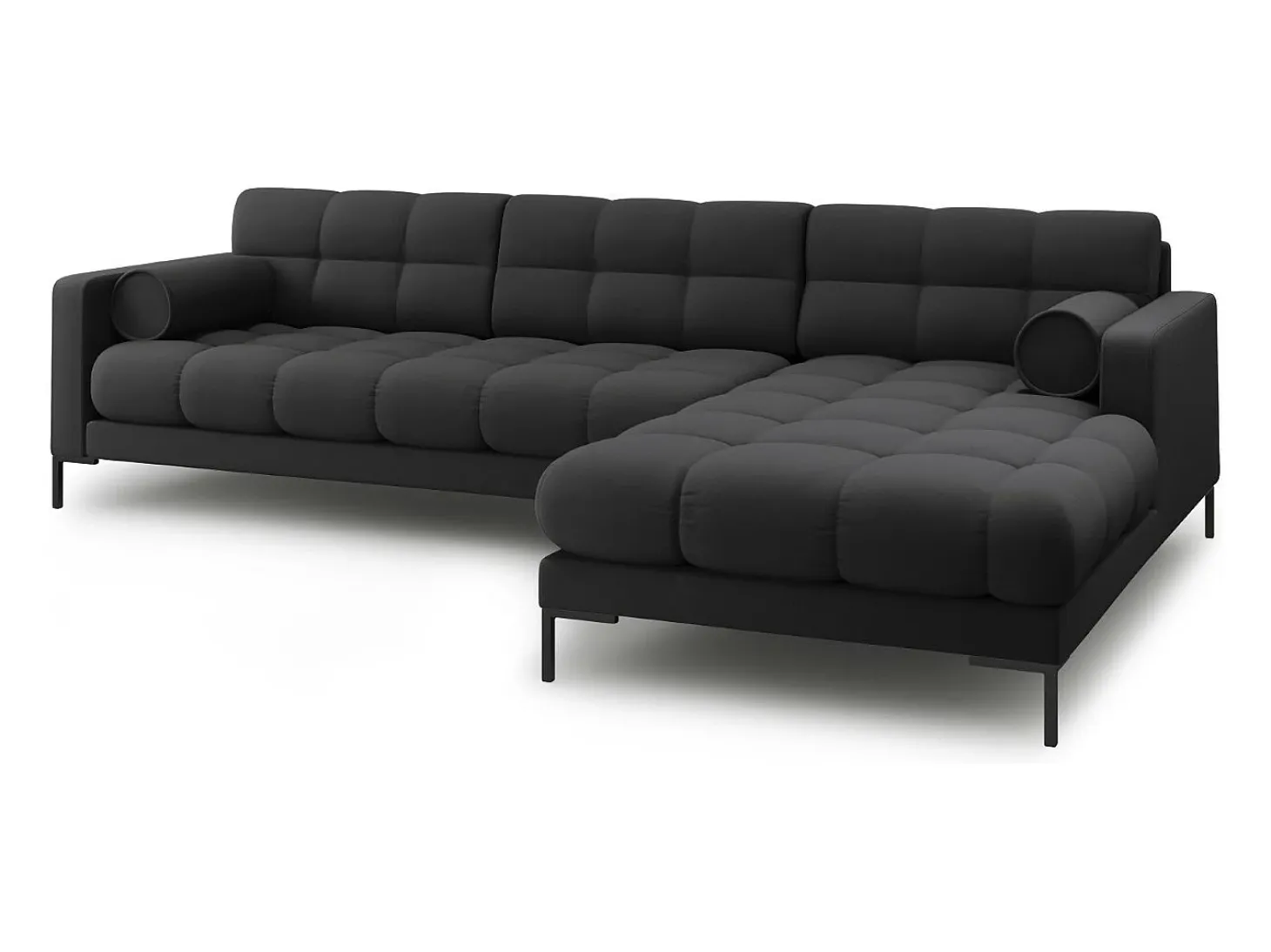 Cosmopolitan Design - Sofá de canto direito "Bali" 5 lugares em tecido estrutural cinza escuro - 293x185x75cm