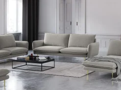 Cosmopolitan Design - Sofá "Vienna" 4 lugares em tecido estrutural cinza claro - 230x92x95cm