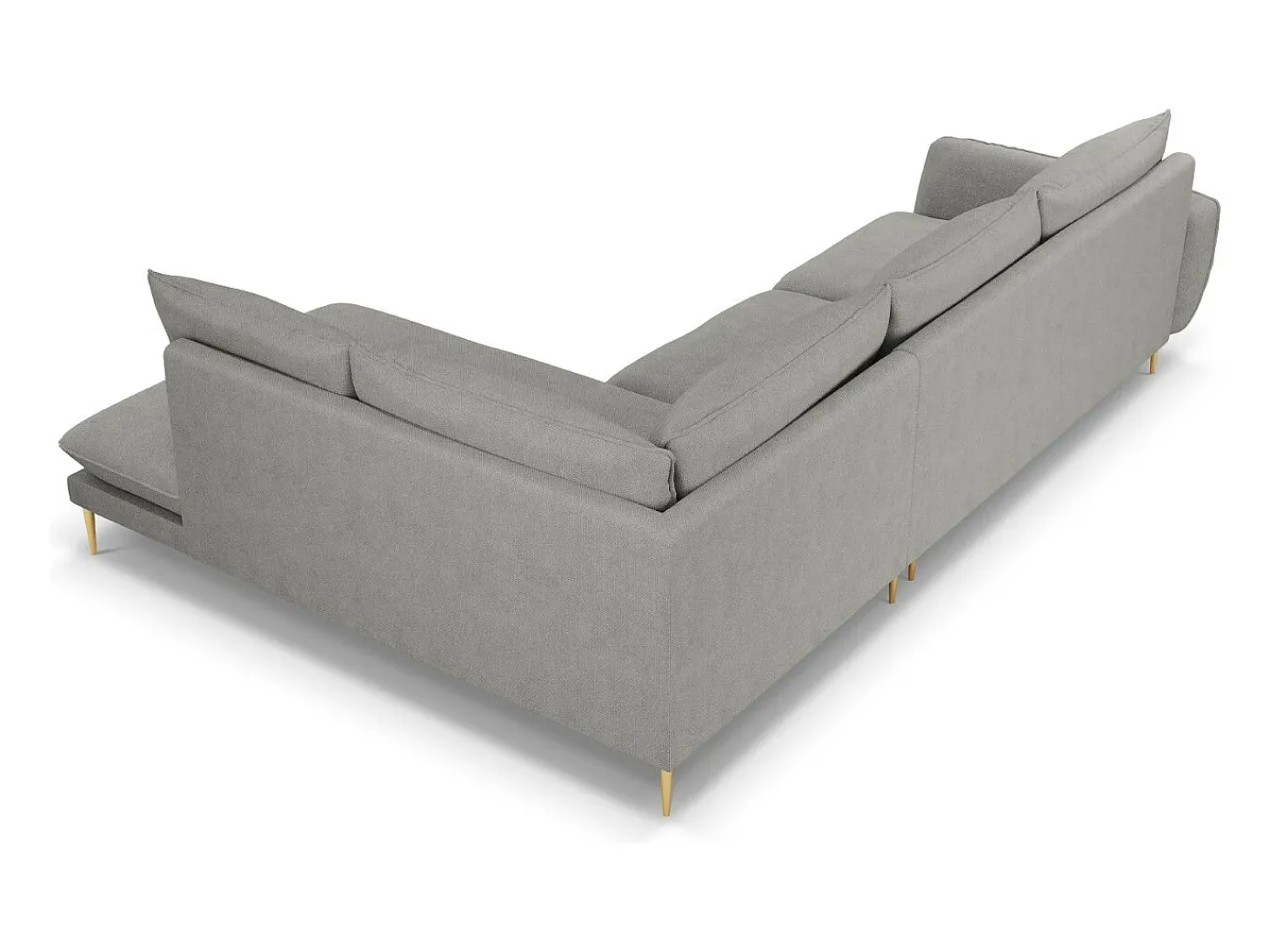 Cosmopolitan Design - Sofá de canto direito "Vienna" 6 lugares em tecido estrutural cinza claro - 275x185x95cm