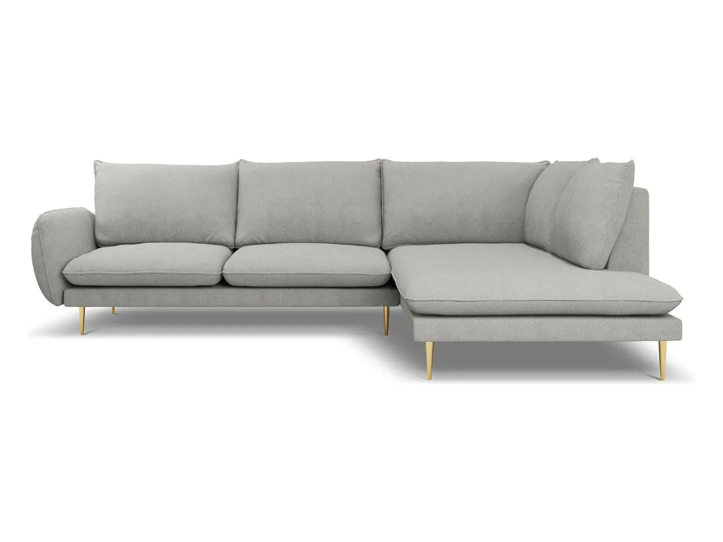 Cosmopolitan Design - Sofá de canto direito "Vienna" 6 lugares em tecido estrutural cinza claro - 275x185x95cm