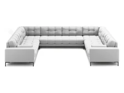 Cosmopolitan Design - Sofá panorâmico "Bali" 9 lugares em tecido estrutural cinza claro - 327x256x75cm