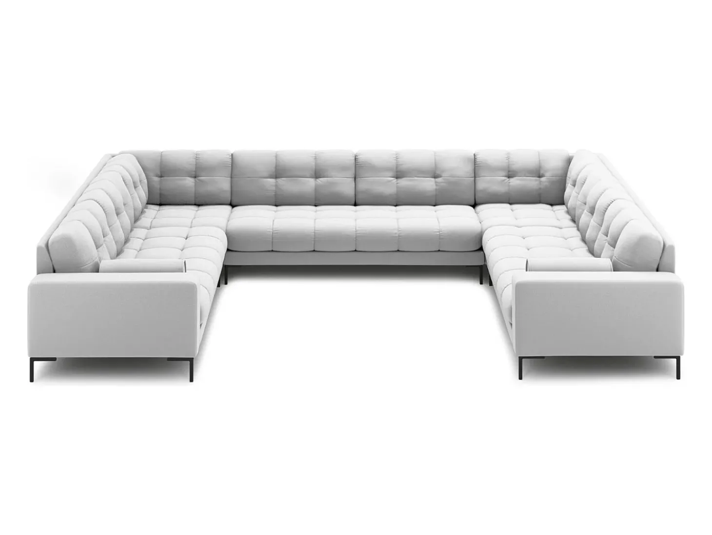 Cosmopolitan Design - Sofá panorâmico "Bali" 9 lugares em tecido estrutural cinza claro - 327x256x75cm