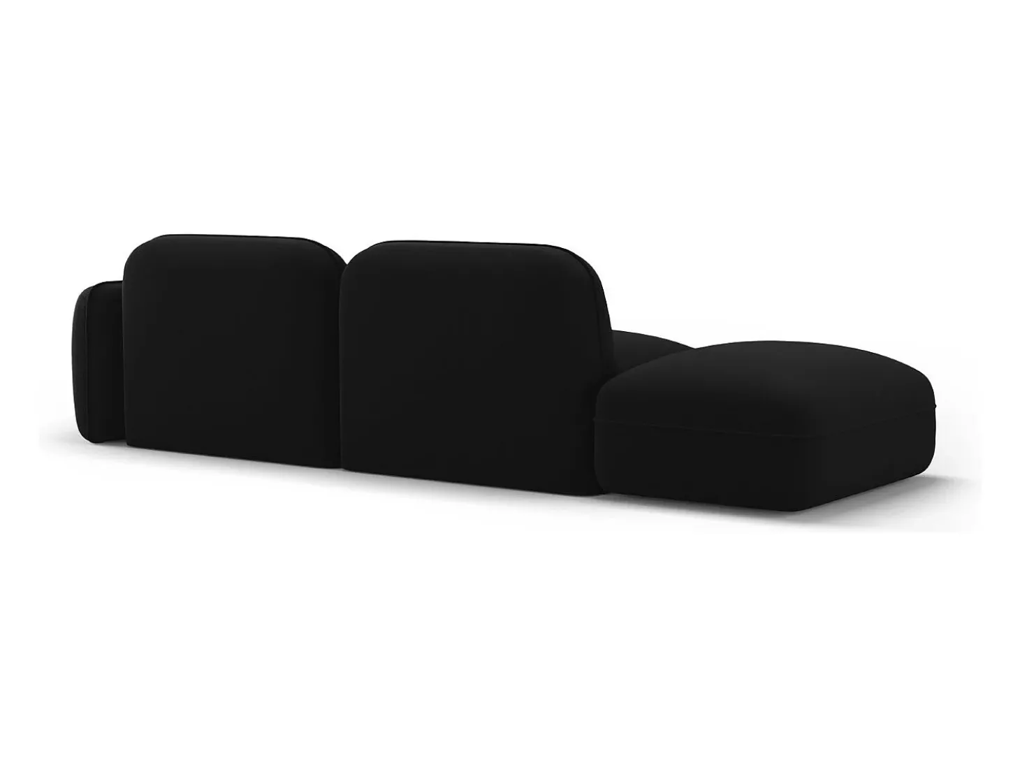 Cosmopolitan Design - Sofá modular virado para a esquerda "Sydney" 3 lugares em veludo preto - 295x90x70cm
