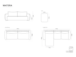 Cosmopolitan Design - Sofá convertível de canto direito com caixa de arrumação "Matera" 4 lugares em tecido chenille terracota - 253x173x86cm
