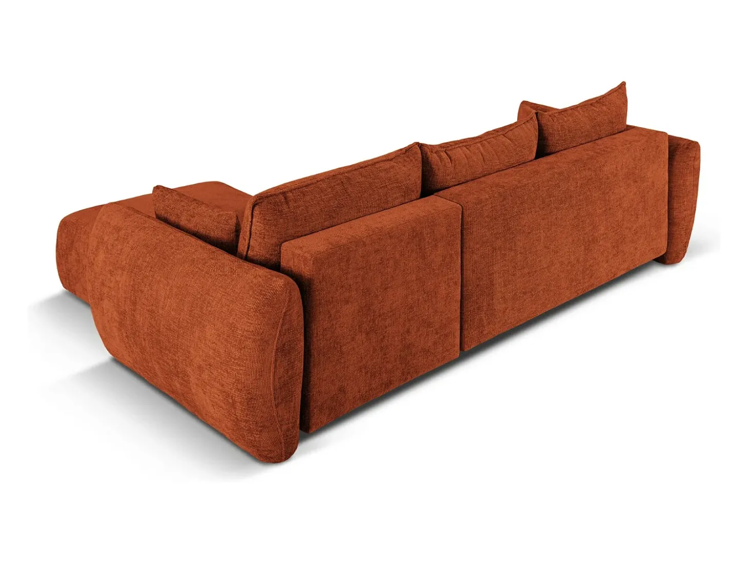 Cosmopolitan Design - Sofá convertível de canto direito com caixa de arrumação "Matera" 4 lugares em tecido chenille terracota - 253x173x86cm