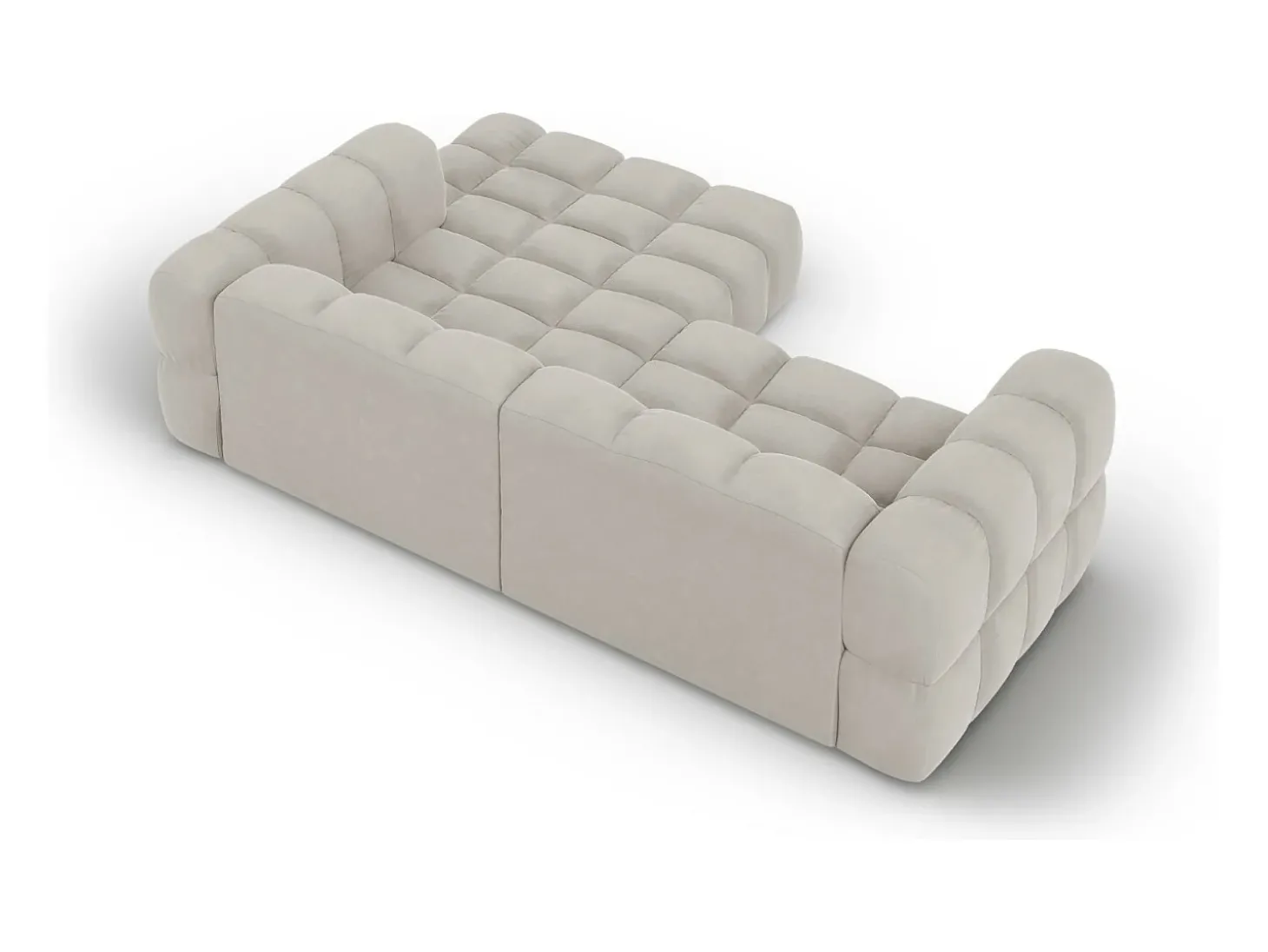 Cosmopolitan Design - Sofá modular de canto direito "Sky" 3 lugares em veludo bege claro - 244x162x75cm