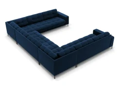 Cosmopolitan Design - Sofá panorâmico "Bali" 9 lugares em veludo azul real - 327x256x75cm