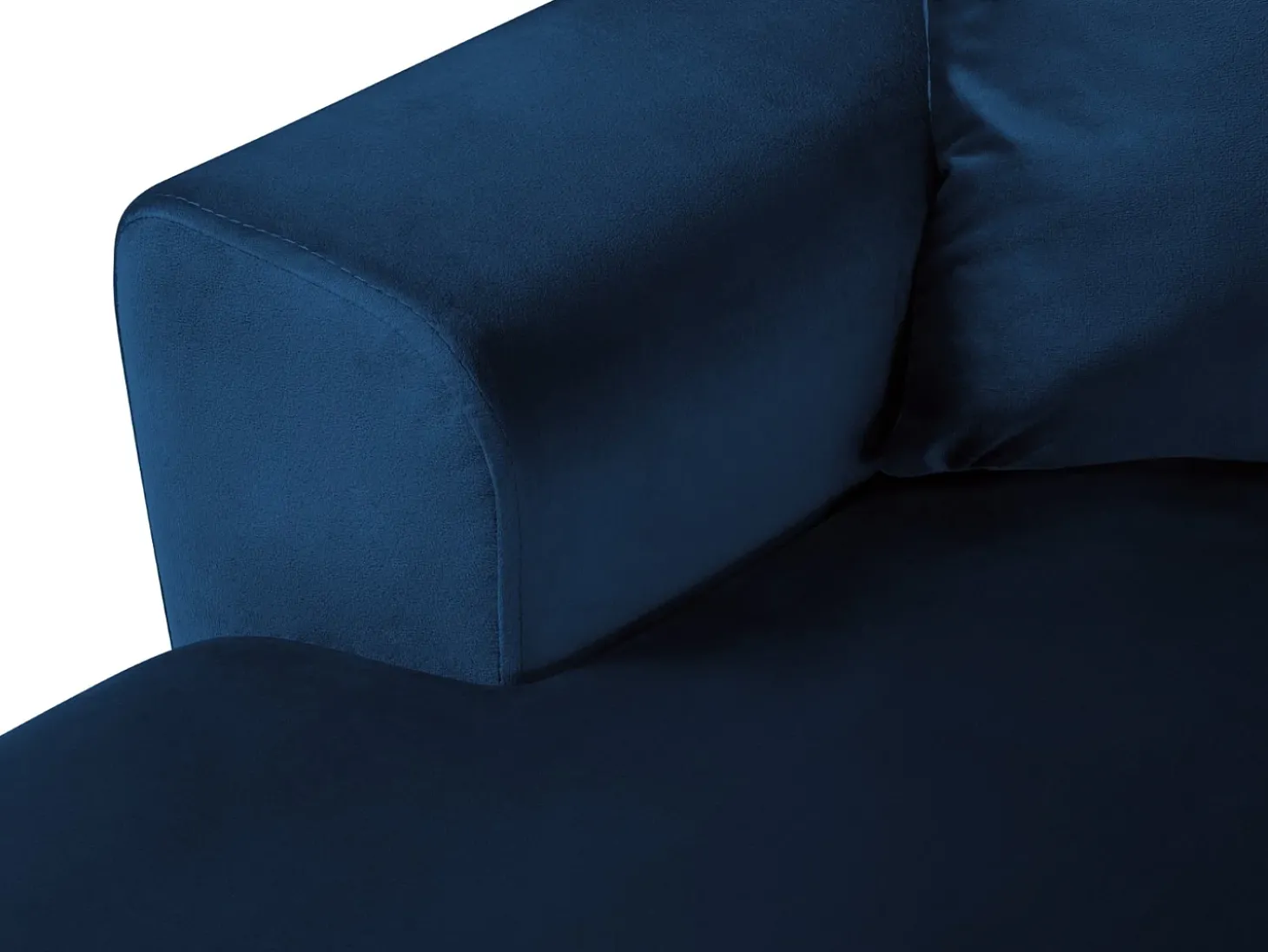 Cosmopolitan Design - Sofá panorâmico convertível em linha reta com caixa de arrumação "Kyoto" 7 lugares em veludo azul real - 313x194x88cm