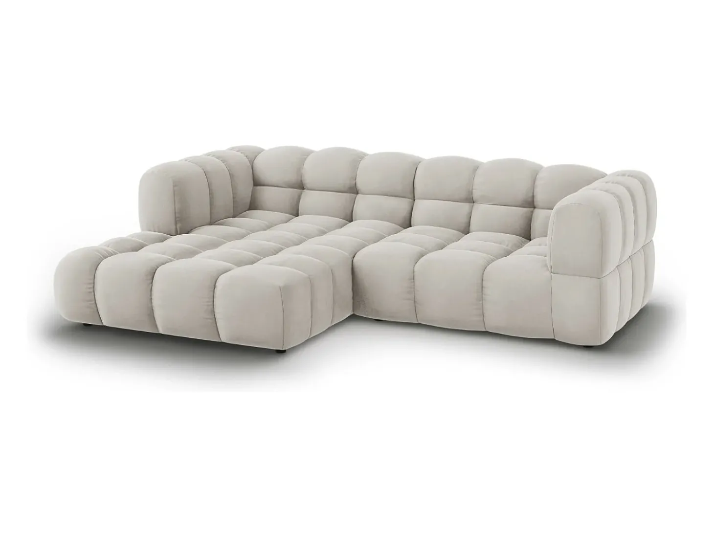 Cosmopolitan Design - Sofá modular de canto esquerdo "Sky" 3 lugares em veludo bege claro - 244x162x75cm