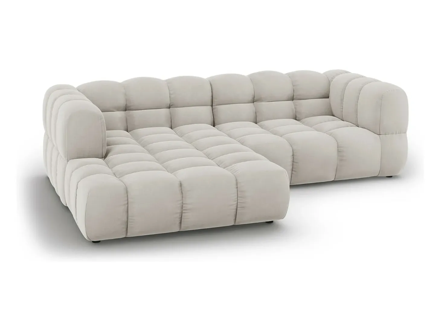Cosmopolitan Design - Sofá modular de canto esquerdo "Sky" 3 lugares em veludo bege claro - 244x162x75cm