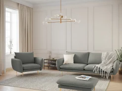 Cosmopolitan Design - Sofá "Vienna" 3 lugares em tecido bouclé cinza - 200x92x95cm