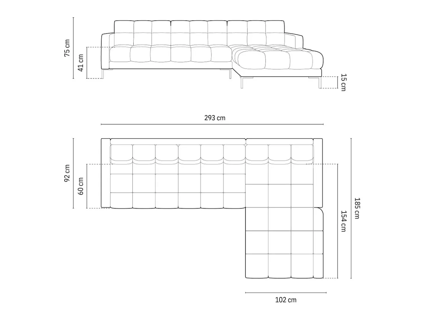 Cosmopolitan Design - Sofá de canto direito "Bali" 5 lugares em veludo rosa - 293x185x75cm