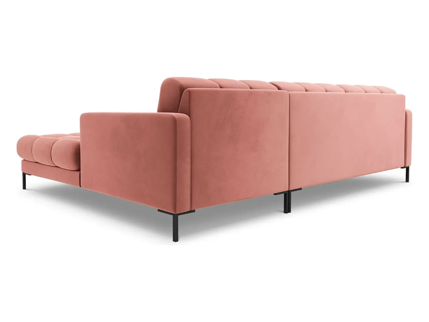 Cosmopolitan Design - Sofá de canto direito "Bali" 5 lugares em veludo rosa - 293x185x75cm