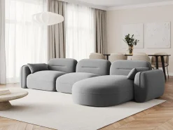 Cosmopolitan Design - Sofá modular de canto direito "Sydney" 4 lugares em veludo cinza claro - 320x165x70cm