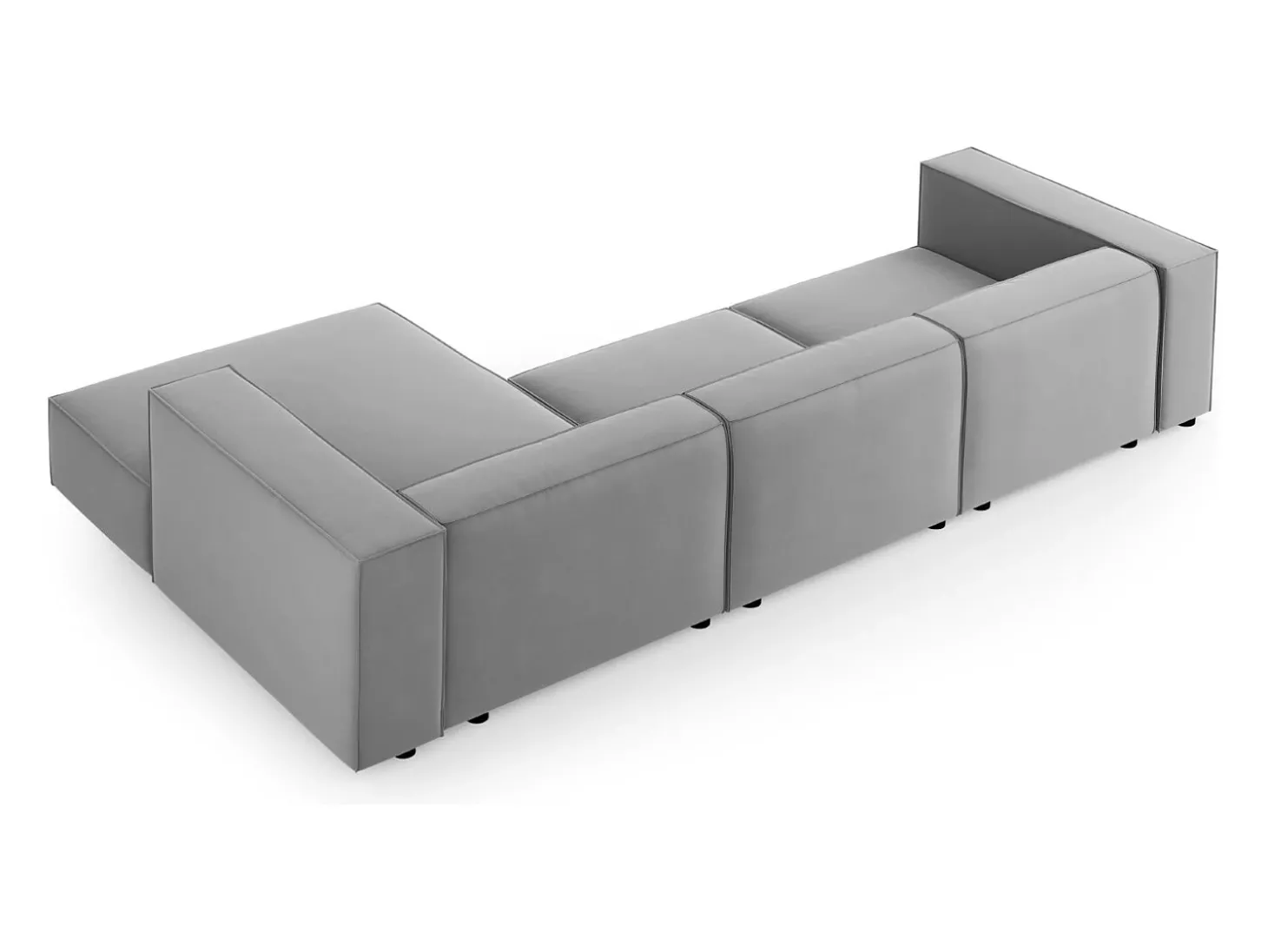 Cosmopolitan Design - Sofá de canto direito "Arendal" 4 lugares em veludo cinza claro - 284x166x70cm