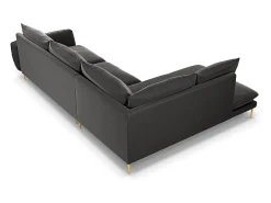 Cosmopolitan Design - Sofá de canto esquerdo "Vienna" 6 lugares em veludo cinza escuro - 275x185x95cm
