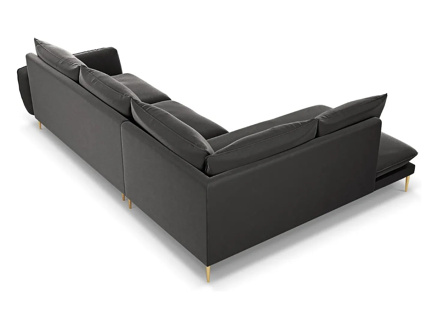 Cosmopolitan Design - Sofá de canto esquerdo "Vienna" 6 lugares em veludo cinza escuro - 275x185x95cm