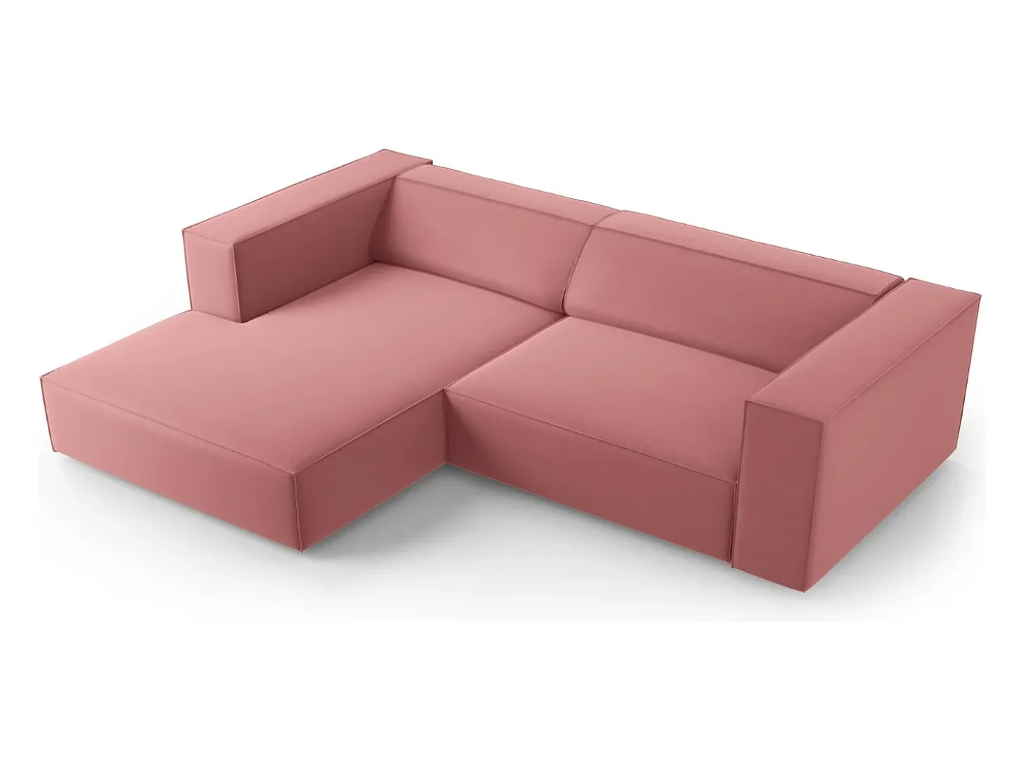 Cosmopolitan Design - Sofá de canto esquerdo "Arendal" 3 lugares em veludo salmão - 224x166x70cm