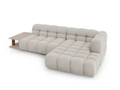 Cosmopolitan Design - Sofá modular de canto direito "Sky" 4 lugares em veludo bege claro - 297x162x75cm
