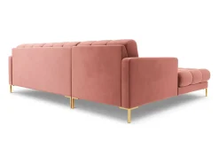 Cosmopolitan Design - Sofá de canto esquerdo "Bali" 5 lugares em veludo rosa - 293x185x75cm