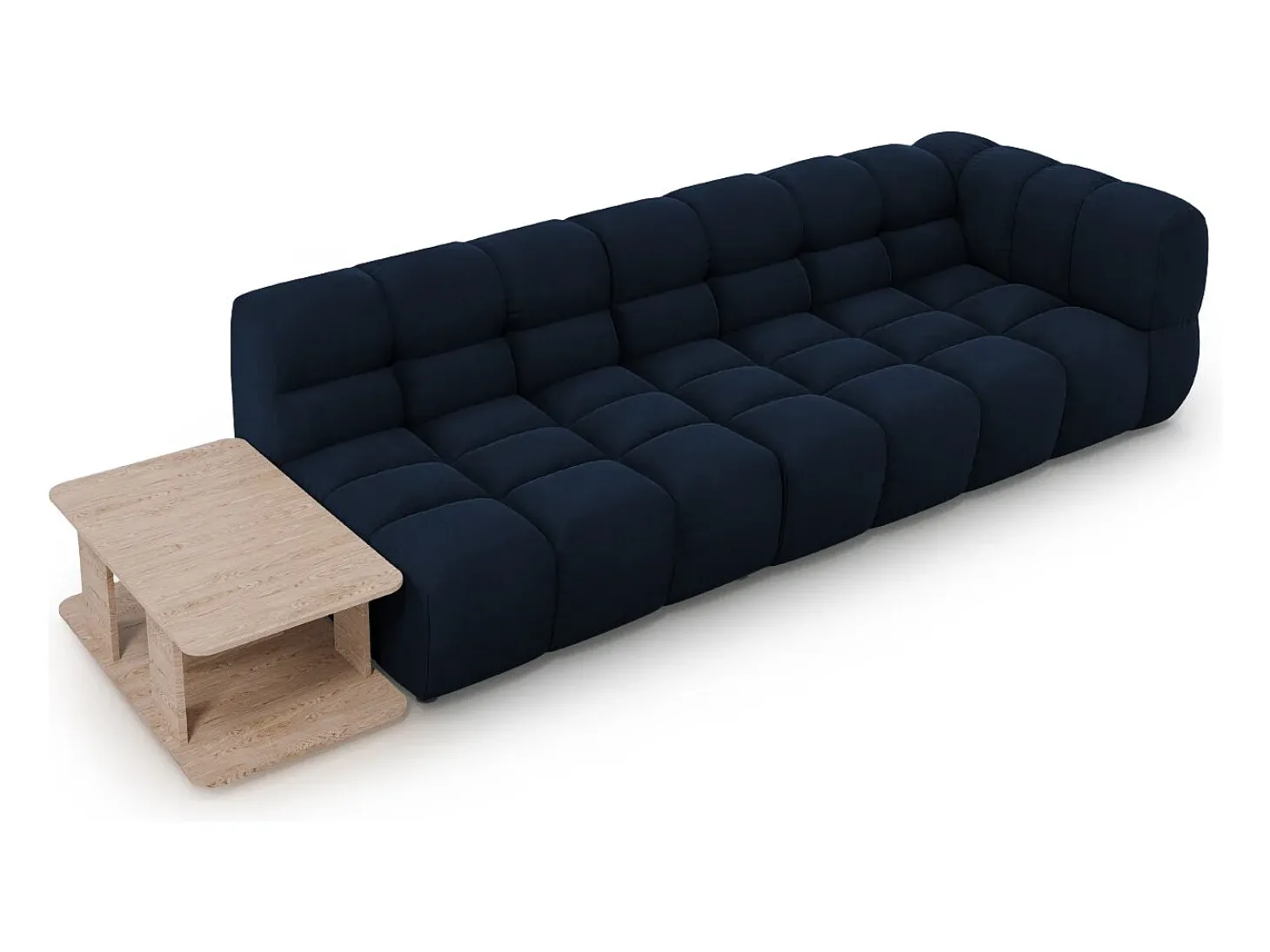 Cosmopolitan Design - Sofá modular virado para a esquerda "Sky" 4 lugares em veludo azul real - 297x102x75cm