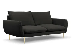 Cosmopolitan Design - Sofá "Vienna" 3 lugares em tecido bouclé preto - 200x92x95cm