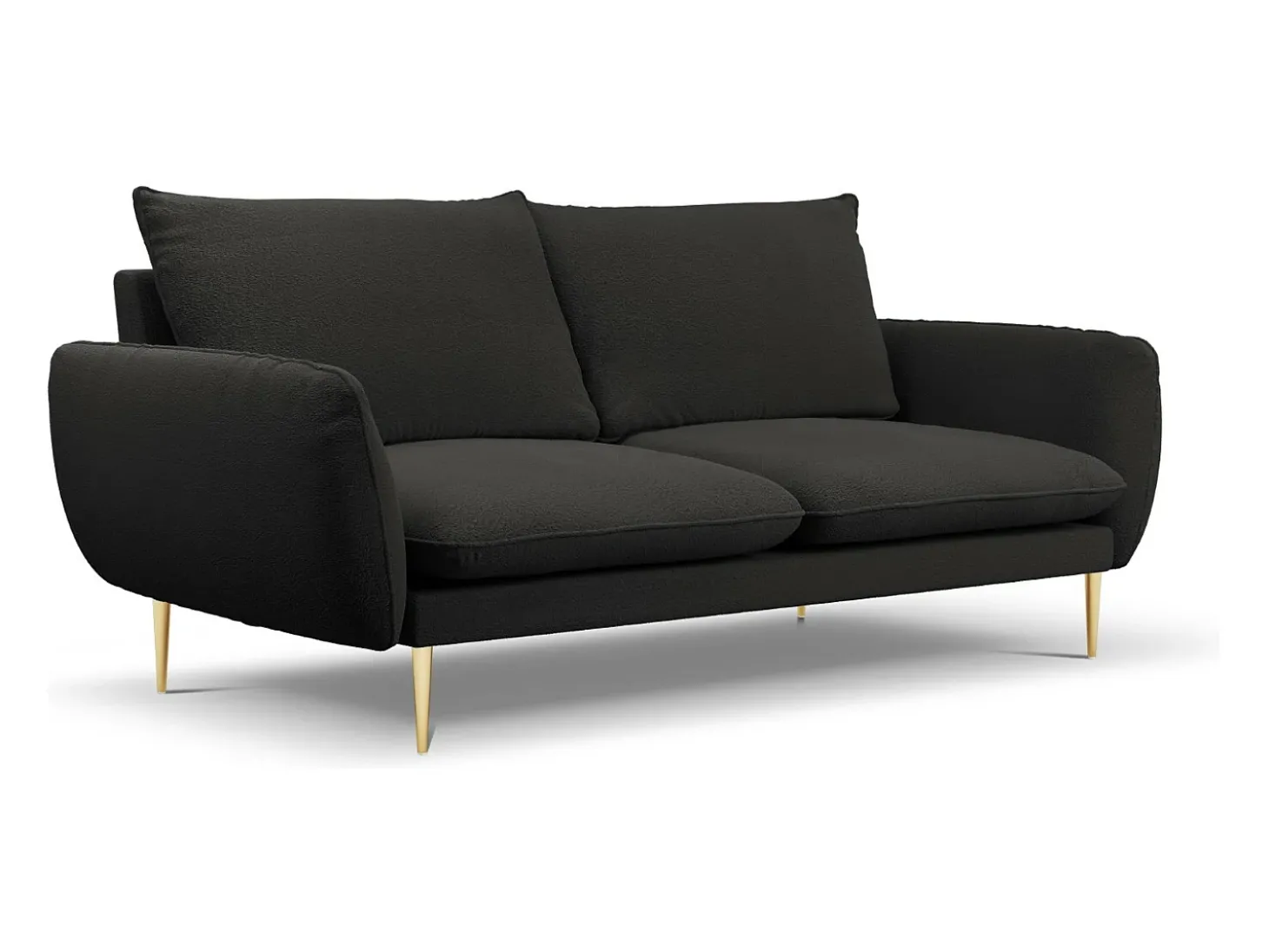 Cosmopolitan Design - Sofá "Vienna" 3 lugares em tecido bouclé preto - 200x92x95cm