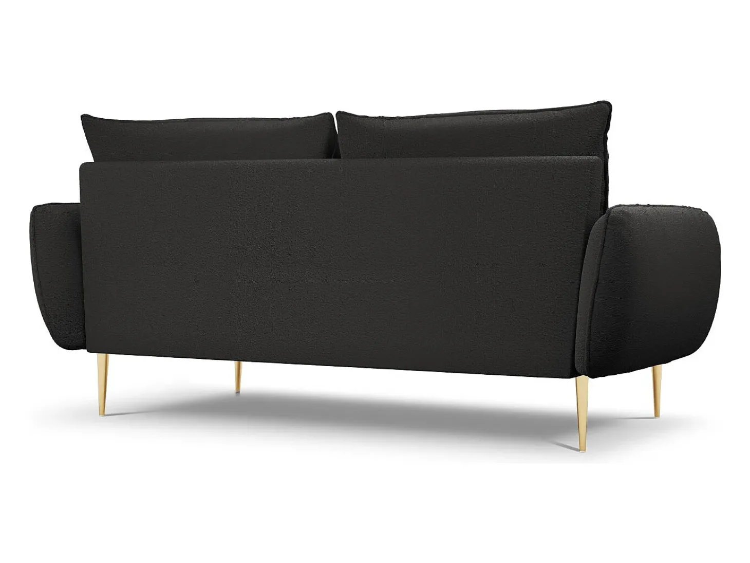 Cosmopolitan Design - Sofá "Vienna" 3 lugares em tecido bouclé preto - 200x92x95cm