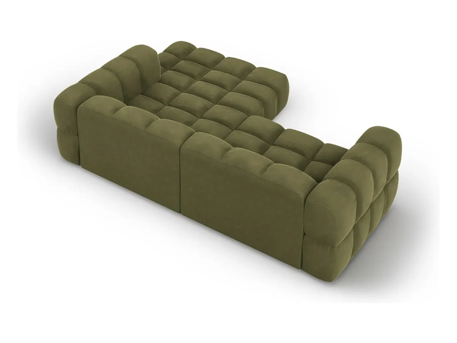 Cosmopolitan Design - Sofá modular de canto direito "Sky" 3 lugares em veludo verde claro - 244x162x75cm