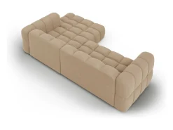 Cosmopolitan Design - Sofá modular de canto direito "Sky" 4 lugares em veludo areia - 272x162x75cm