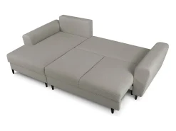 Cosmopolitan Design - Sofá convertível de canto esquerdo com caixa de arrumação "Kyoto" 4 lugares em tecido bouclé cinza - 241x145x88cm