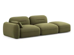 Cosmopolitan Design - Sofá modular direito "Sydney" 3 lugares em veludo verde claro - 295x90x70cm