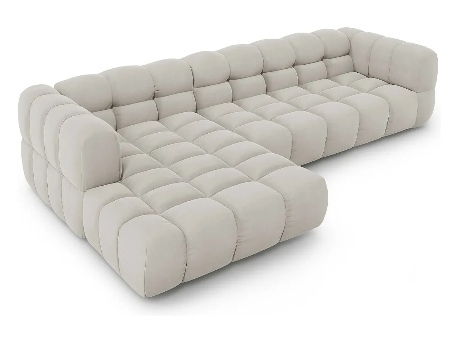 Cosmopolitan Design - Sofá modular de canto esquerdo "Sky" 4 lugares em veludo bege claro - 300x162x75cm