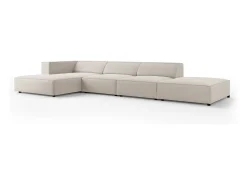 Cosmopolitan Design - Sofá de canto esquerdo "Arendal" 5 lugares em veludo cru - 341x166x70cm