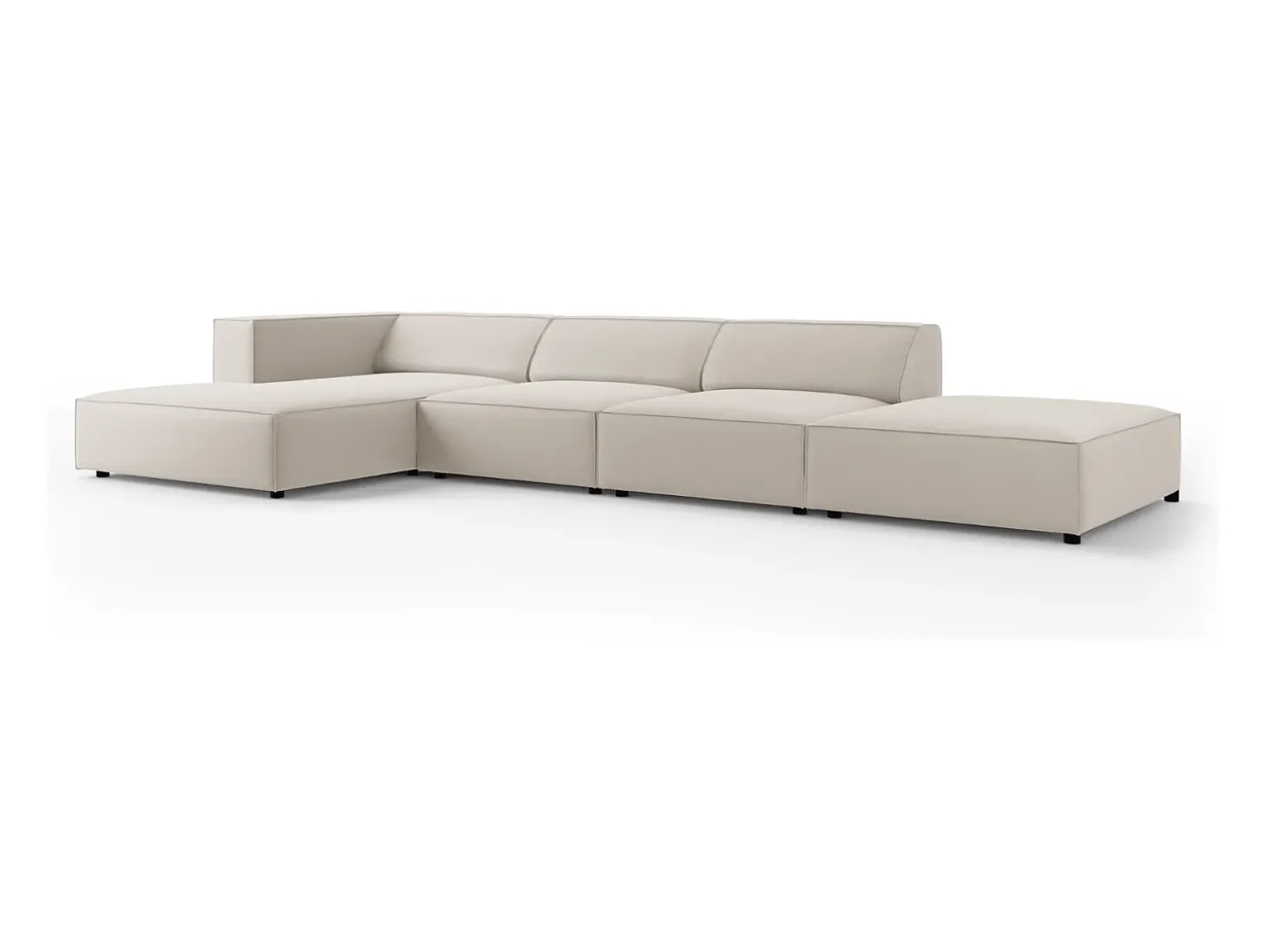 Cosmopolitan Design - Sofá de canto esquerdo "Arendal" 5 lugares em veludo cru - 341x166x70cm