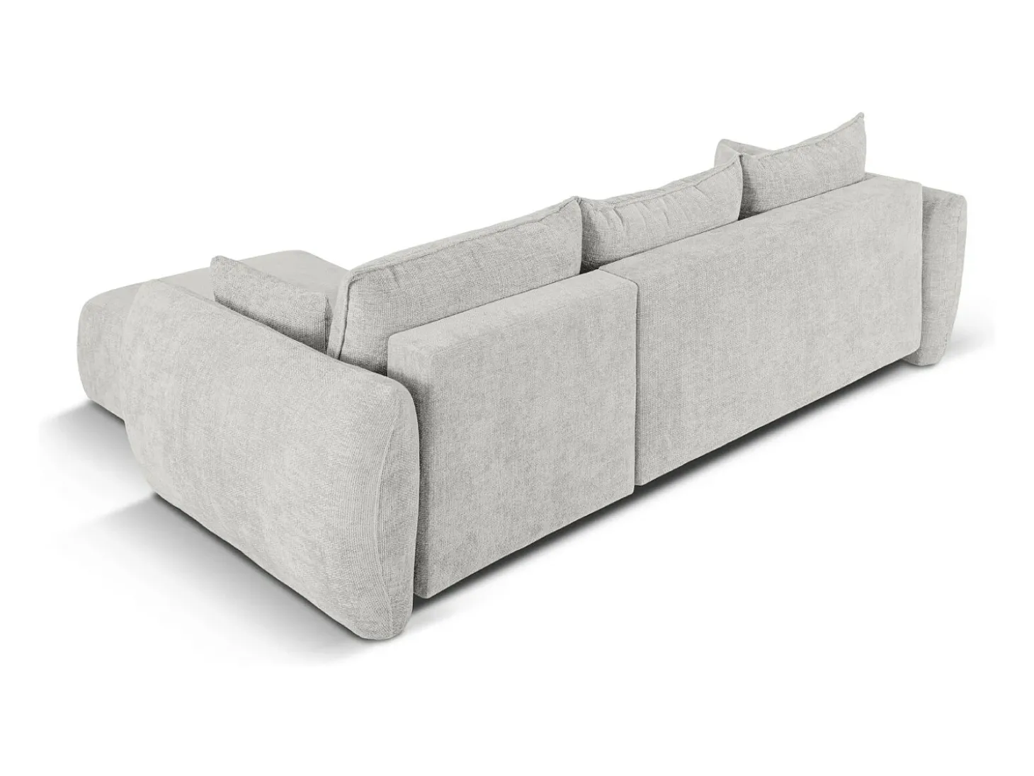 Cosmopolitan Design - Sofá convertível de canto direito com caixa de arrumação "Matera" 4 lugares em tecido chenille cinza claro - 253x173x86cm