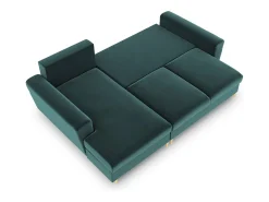 Cosmopolitan Design - Sofá convertível de canto esquerdo com caixa de arrumação "Kyoto" 4 lugares em veludo petróleo - 241x145x88cm