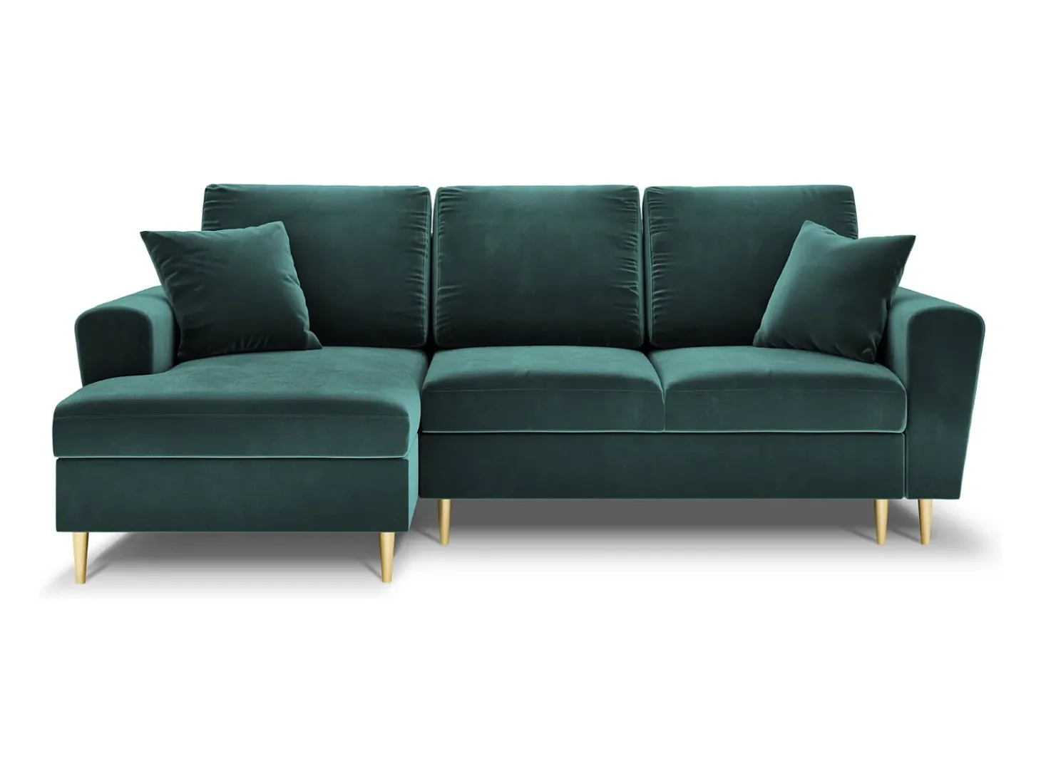 Cosmopolitan Design - Sofá convertível de canto esquerdo com caixa de arrumação "Kyoto" 4 lugares em veludo petróleo - 241x145x88cm