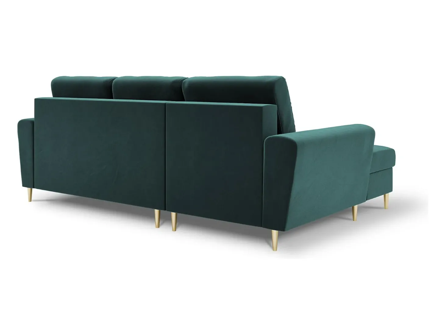 Cosmopolitan Design - Sofá convertível de canto esquerdo com caixa de arrumação "Kyoto" 4 lugares em veludo petróleo - 241x145x88cm